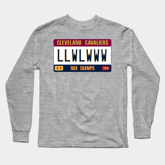 Cleveland Cavaliers 2016 NBA Champs License Plate Long Sleeve T-Shirt by Docker Tees